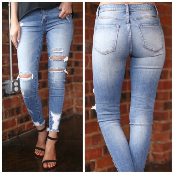 Distress Ankle Skinny Jeans - Picture 5 of 5